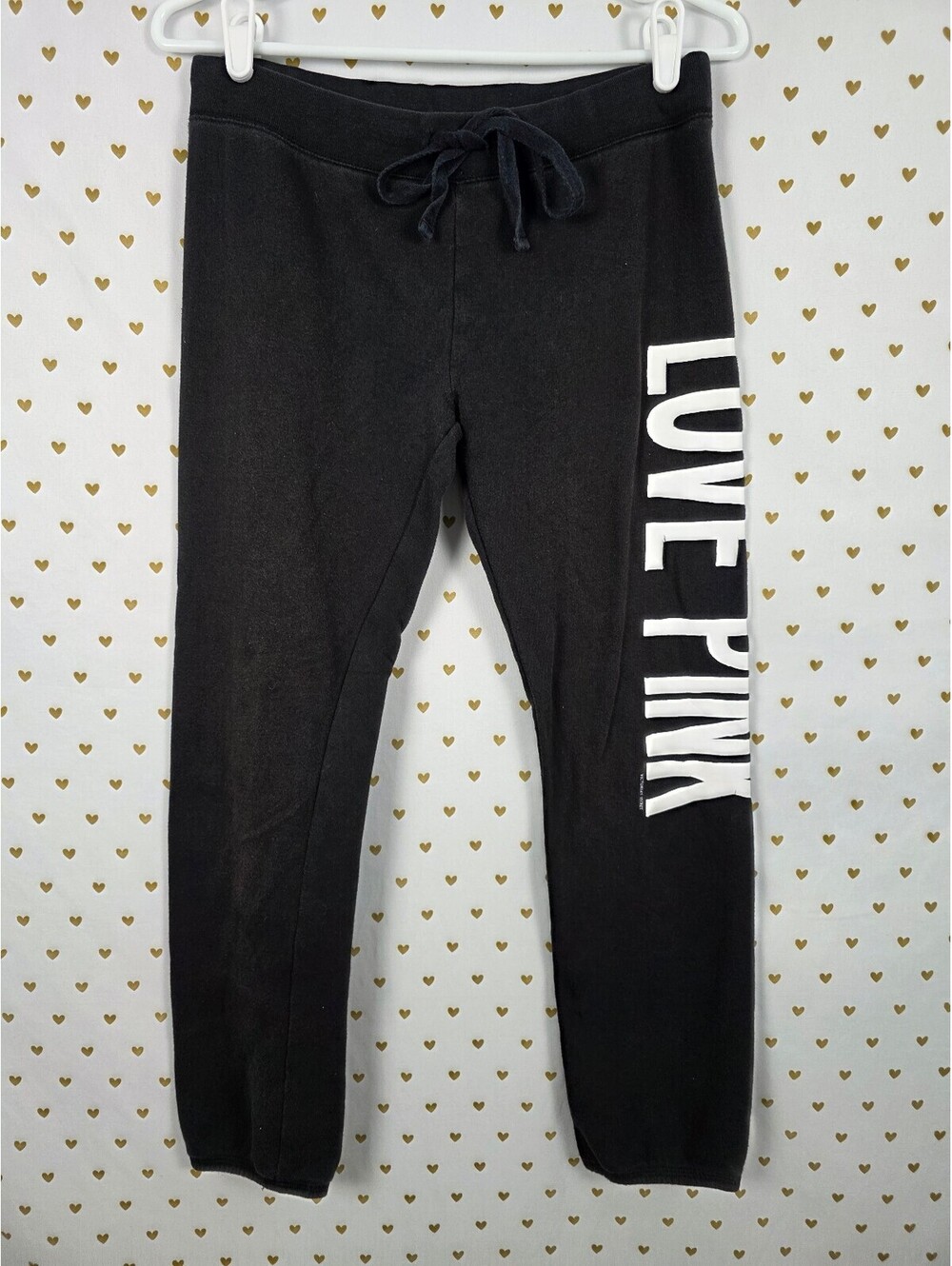 Victorias Secret PINK LOVE Black Sweats Sweatpants XS Y2k Vintage